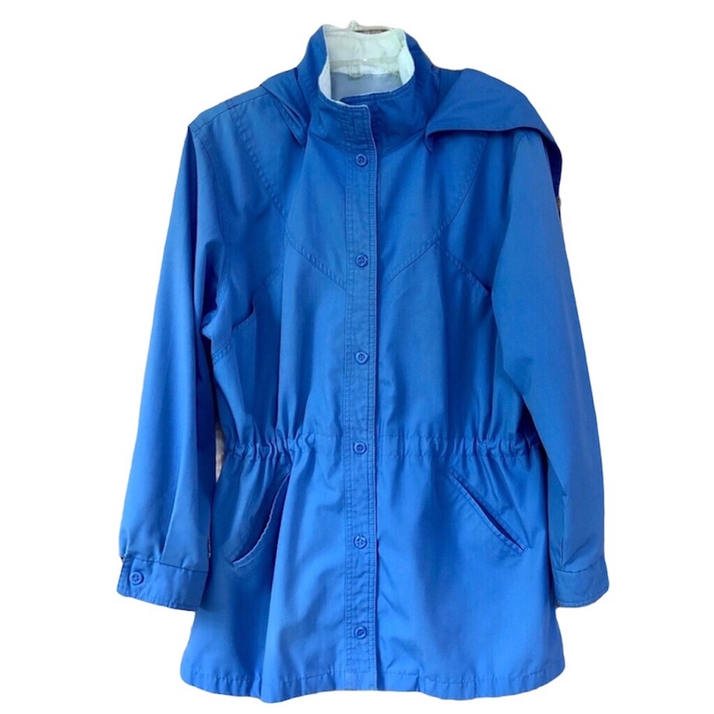 London Fog Jacket True Vintage Blue Detachable Hood Retro Windbreaker Coat 16